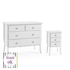 Comò e comodino bianco a spillo in arte povera