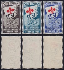 Italia 1951 Concorsi Ginnici 3 valori n.661-663 nuova MNH** ottima centratura