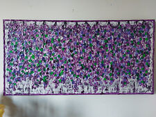 QUADRO FIORI ASTRATTI GLICINE DIPINTO A MANO MATERICO -  1 metro x50x4cm RIF310