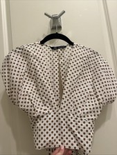 Top Zara bianco marrone a pois