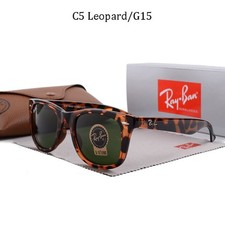 Occhiali da sole Ray-Ban Wayfarer RB2140 montatura nero lucido lenti verdi G15