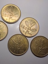 5 MONETE DA 20 LIRE- ANNI