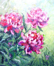 Peonie Fiori Originale Dipinto