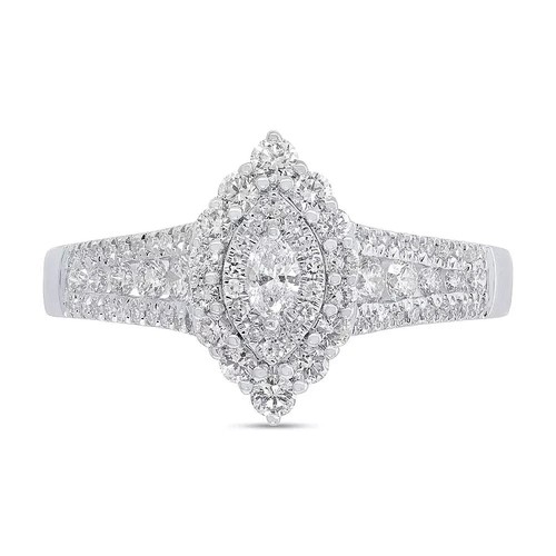 14k oro bianco taglio marquise - bianco,