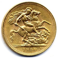 Great Britain - South Africa : George V : Gold Sovereign 1930 SA : Sterlina oro