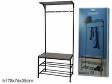 Mobile da ingresso Appendiabiti attaccapanni con seduta e scarpiera in metallo