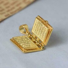 Ciondolo Libro Sacra Bibbia Preghiera del Signore Dorato Argento Sterling 925 Gioielli A2061-G