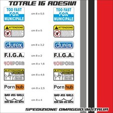 KIT ADESIVI MOTO AUTO  DUREX PORN HUB YOUPORN F.I.G.A. ECC. STICKERS DIVERTENTI