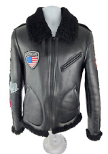 Giacca bomber SCHOTT NYC P216S B3 pelle di pecora shearling toppe S $1695