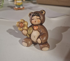 Thun Orso Teddy con fiore bimbo 6 cm statuina ceramica vintage fuori produzione