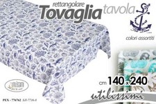 TOVAGLIA TAVOLA CUCINA MODERNA TESSUTO RETTANGOLARE MARE NAUTICO PESCI 140*240CM