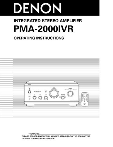 Denon pma 2000ivr - denon, pma-2000ivr