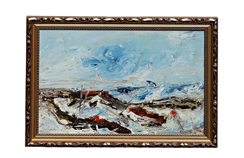 Inconnu paesaggio marino olio - paesaggio,