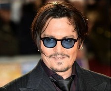 Occhiali da sole uomo Johnny Depp Robert Downey lenti blu colorate retrò moda classica