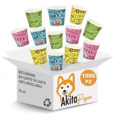 1000 Bicchierini caffe' monouso colorati di carta biodegradabile da 75ml