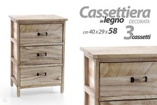 MOBILE A CASSETTIERA 3 CASSETTI 40X29X58 CM LEGNO DESIGN SHABBY CHIC DECORAZIONE