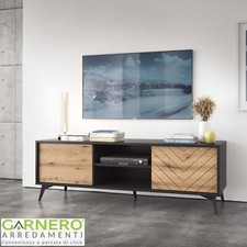 Mobile porta tv moderno soggiorno design 154x50cm quercia nero 2 ante BECCA