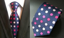 Cravatta Blu Navy Rosa A Pois