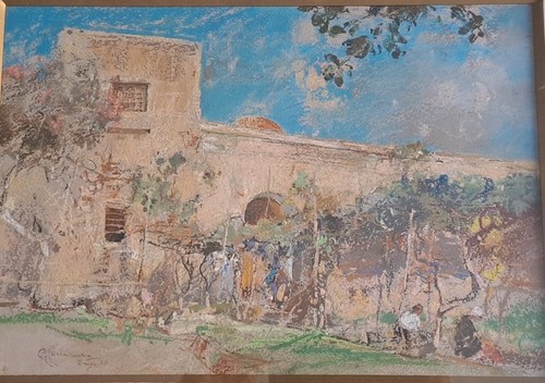 Quadro antico bel - pastello, di