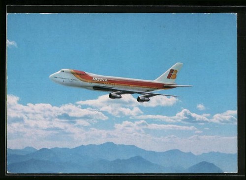Cartolina aereo boeing 747 - boeing,