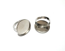 2pz base per anello regolabile 17,5mm (castone 20mm) in acciaio inox bijoux