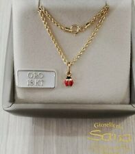 Collana funetta e ciondolo ? coccinella bombato in oro giallo 750 18 kt New 