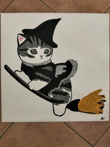 Quadro gattina strega con - gattina,