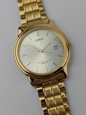 Orologio Uomo Vintage NUOVO VECCHIO STOCK Lorus Quarzo 36mm Tono Oro V732-0A90 Data