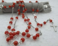 genuino corallo rosso italiano,rosario fatto a mano,collana perle corallo rosso corallo