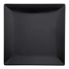 Set 6 Piatti Piani Boston Neri Porcellana 27x27 cm | Servizio Piatti Ristorante