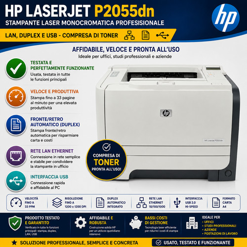 Stampante laserjet p2055dn - stampante, hp