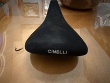 Sella imbottita Cinelli Unicanitor Milano logo nero scamosciato nuova vecchio stock NOS