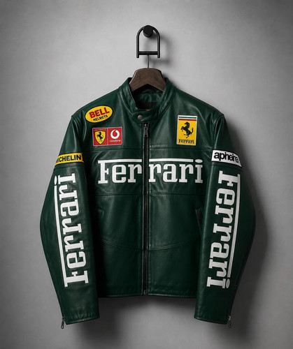 Giacca pelle verde ferrari - giacca,