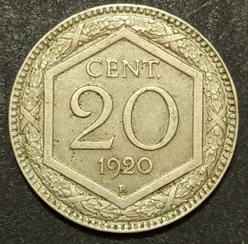 Centesimi lire esagono - lire, 1920