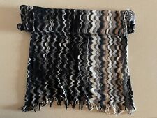 Sciarpa Missoni sui toni del nero, griglio e beige, 73% lana, 170x40 cm