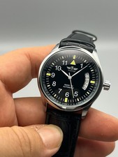 Orologio automatico uomo con lancette bianche e date lunghe, cinturino nero
