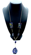 Maestoso collier vintage in vetro di Murano millefiori collana in argento fatto a mano pezzo unico