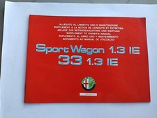 ALFA ROMEO ALFA 33 Sport Wagon 1.3 IE ALLEGATO AL LIBRETTO DI USO E MANUTENZIONE