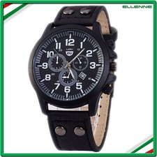 ✅OROLOGIO UOMO ACCIAIO PELLE PU POLSO MODERNO SOTTILE RAGAZZO NERO BIANCO M06a✅