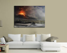 QUADRI MODERNI TELA ARTE PAESAGGIO XXL 200X125 VULCANO ETNA VESUVIO ERUZIONE