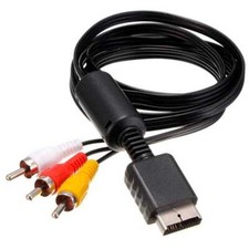 Cavo di Ricambio Audio Video AV S-video 3 RCA 1.8m Compatibile con PS1 PS2 Nero