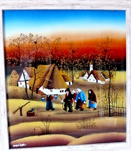 Quadro naif dipinto vetro - naif,