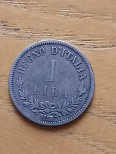 REGNO D' ITALIA  VITTORIO EMANUELE II  L. 1 VALORE 1863M  ARGENTO