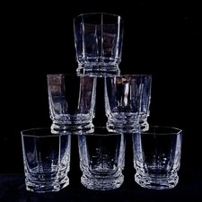 6 bicchieri bicchieri da whisky roccia con pannelli di cristallo piombo di Cristal de Severs Francia