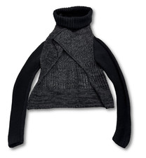 Archivio ? Maglione oversize Sarah Pacini aperto davanti collo alto lavorato a maglia OS