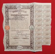 Certificato Titolo Azionario Finanziario Societa' Di Monteponi 1951 con cedole