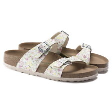 Birkenstock Sydney 37 38 40 41 stretto VEGAN Watercolor Flower White 1018603 NUOVO