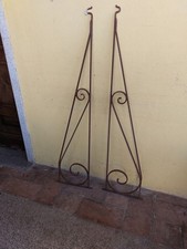 COPPIA DI MENSOLE IN FERRO BATTUTO PORTA INSEGNA LAMPADA LAMPIONE PENSILINA 150c