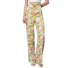 Pantaloni gialli a fiori a
