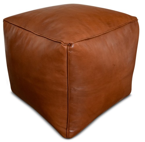 Pouf quadrato pelle marrone - pouf, in